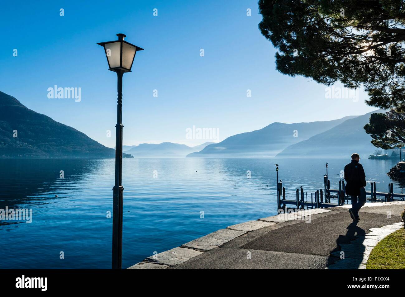 Switzerland, Ticino, Ascona, resort on the shore of Lake Maggiore Stock