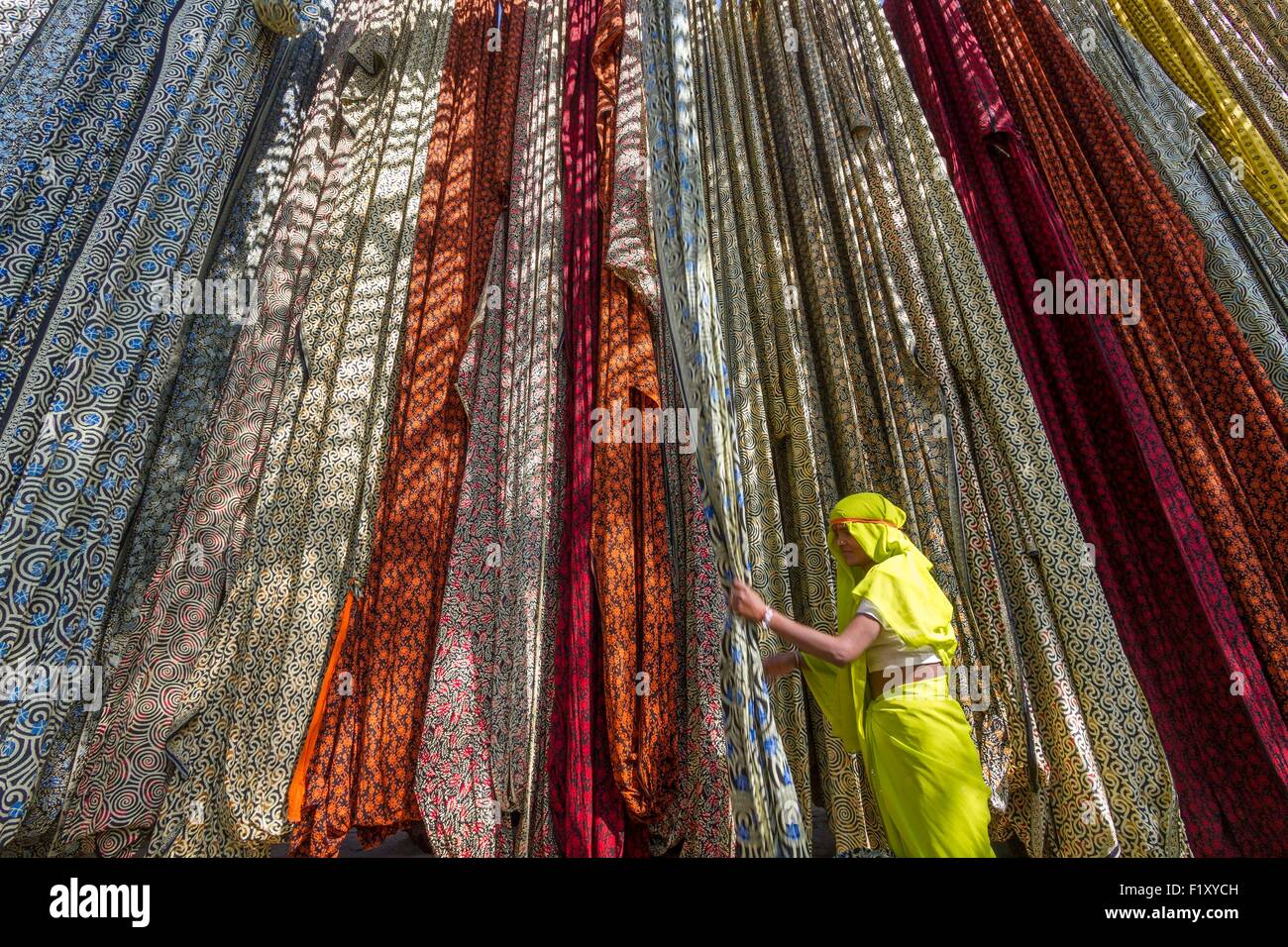 India, Rajasthan State, Sanganer, textile factory 