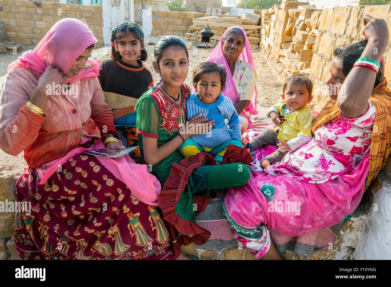 India, Rajasthan state, Jaisalmer, village life Stock Photo