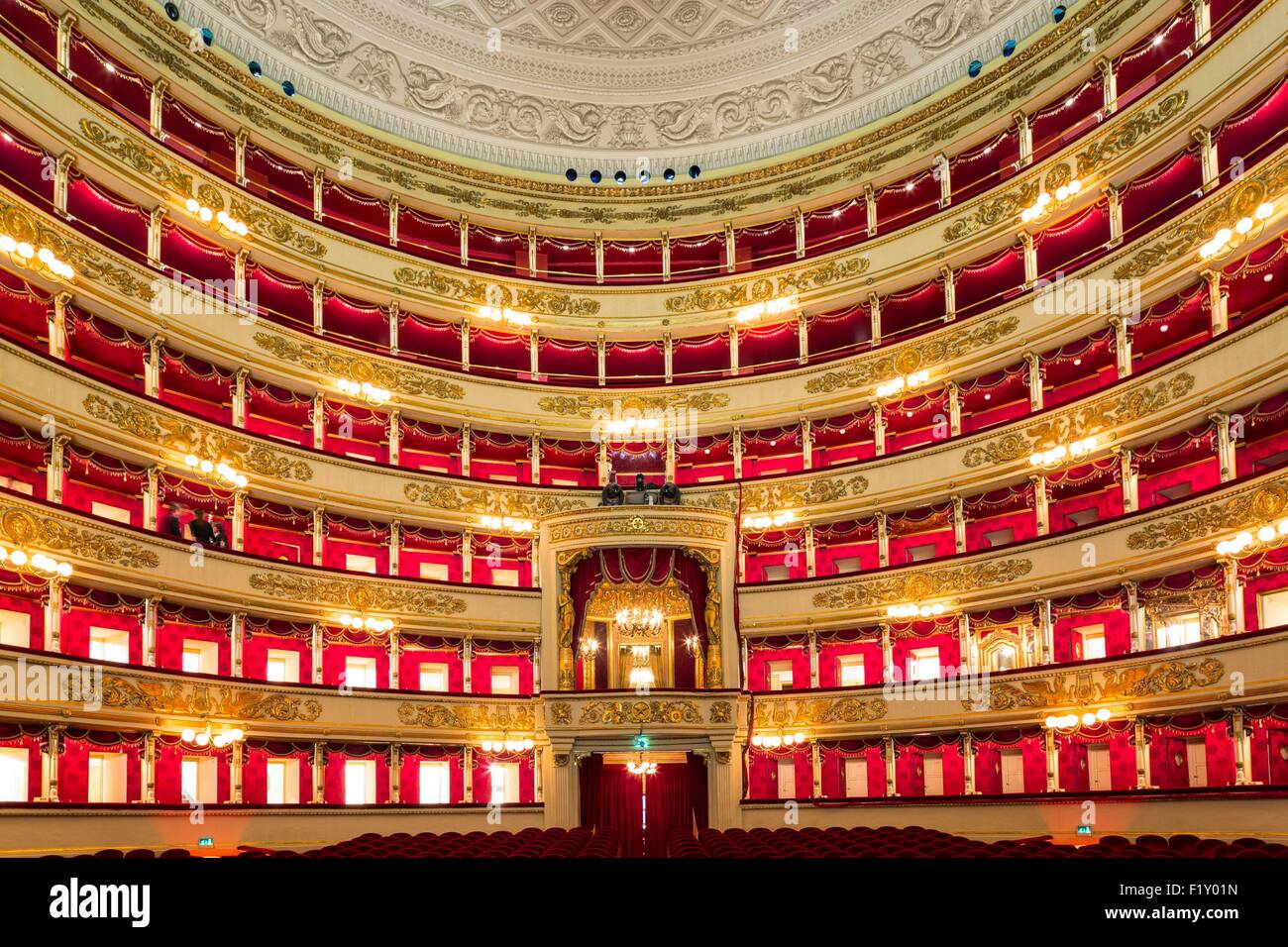 Italy, Lombardy, Milan, Italian La Scala opera house opened in 1778 and designed by architect Giuseppe Piermarini Stock Photo