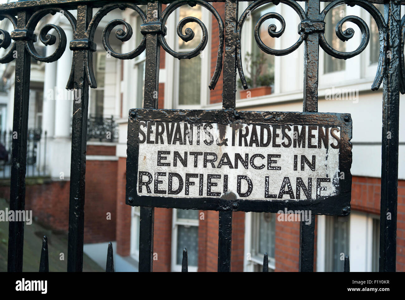 servants and tradesmen sign / Earls Court Stock Photo