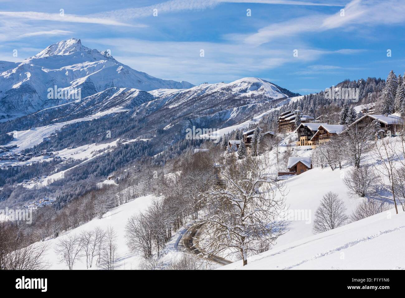 France, Savoie, Doucy, massif of Vanoise, view of the Cheval Noir (2832m) Stock Photo