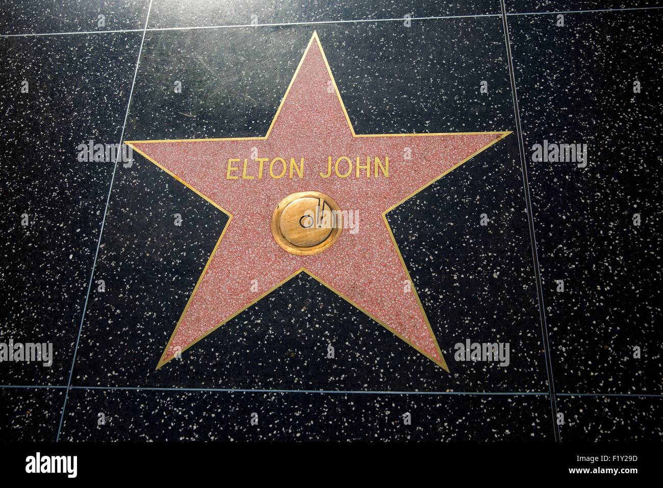 United States, California, Los Angeles, Hollywood Boulevard, Hollywood Walk of Fame, star, Elton John Stock Photo