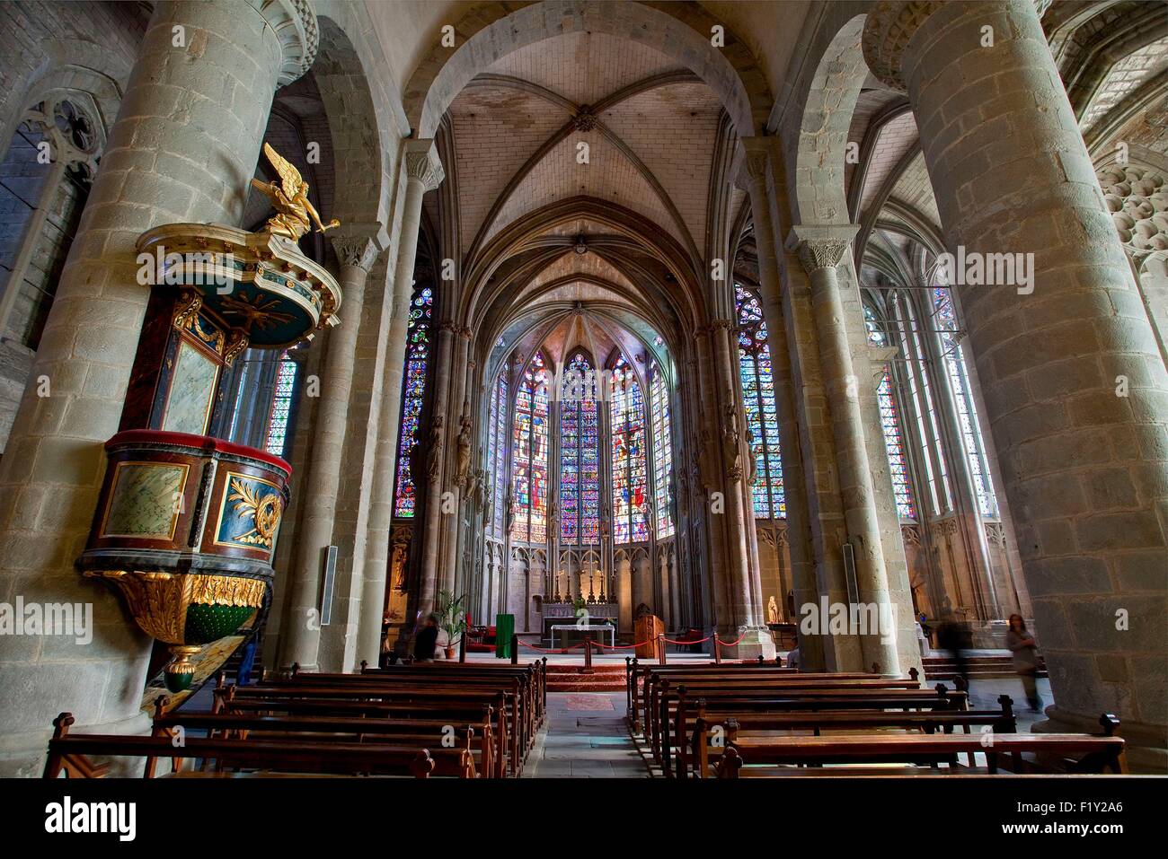 France, Aude, Carcassonne, medieval town listed as World Heritage by UNESCO, Saint Nazaire basilica Stock Photo