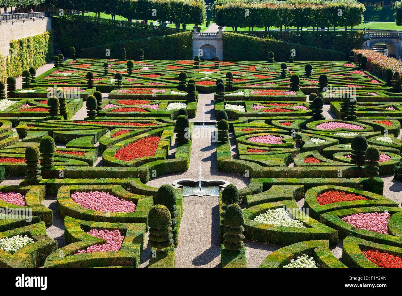 France, Indre et Loire, Loire Valley listed as World Heritage by UNESCO, Chateau de Villandry, the castle and the gardens, property of Henri and Angelique Carvallo Stock Photo