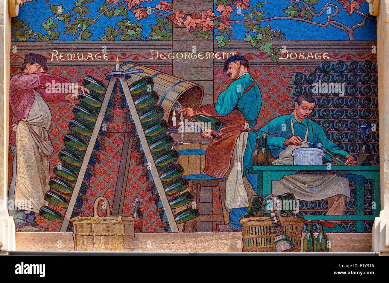 France, Marne, Reims, mosaics of the cooperative Jacquart Stock Photo