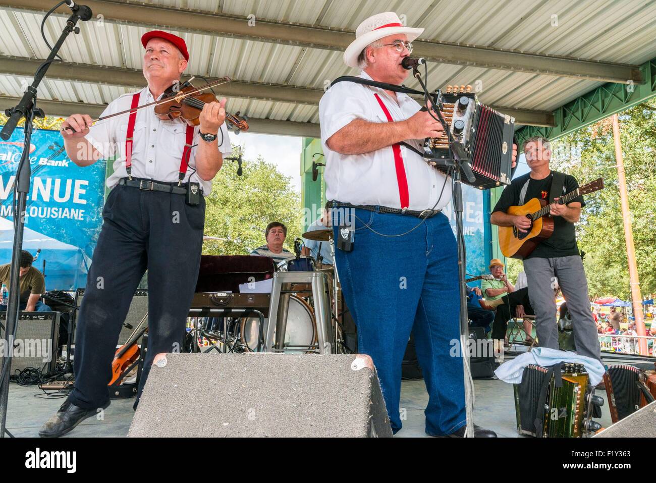 united States, Louisiana, Lafayette, Acadian and Creol music festival, cajun music Terry and the Zydeco Bad Boys Stock Photo
