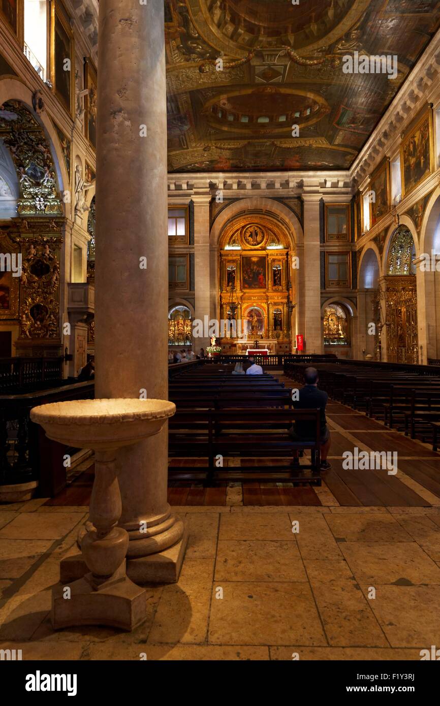 Portugal, Lisbon, Bairro Alto, Igreja de Sao Roque, Saint-Roch church, founded by the Jesuits in the 16th century Stock Photo