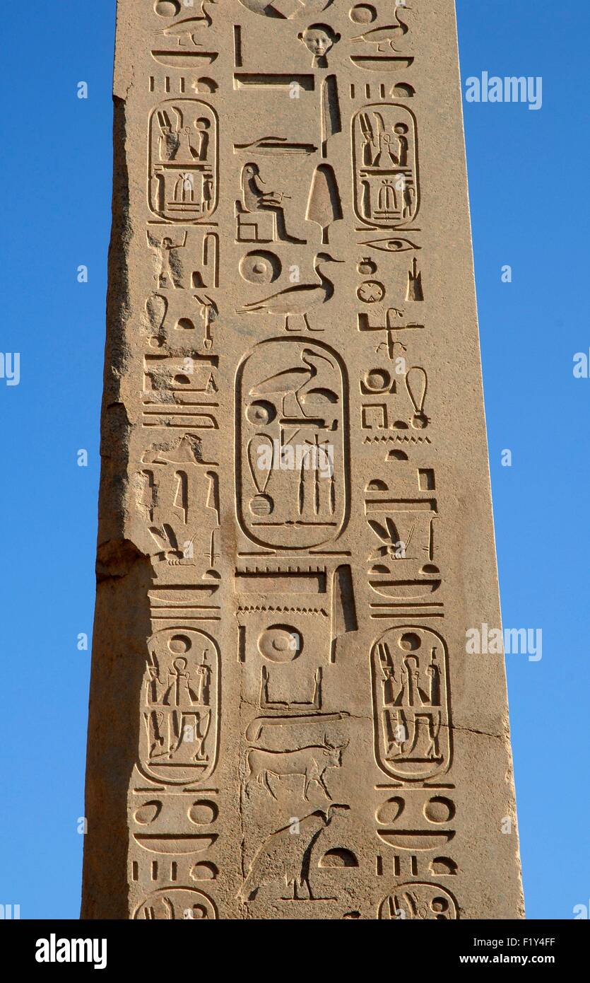 Egypt, Upper Egypt, Nile Valley, Luxor, Karnak listed as World Heritage by UNESCO, Obelisk Stock Photo