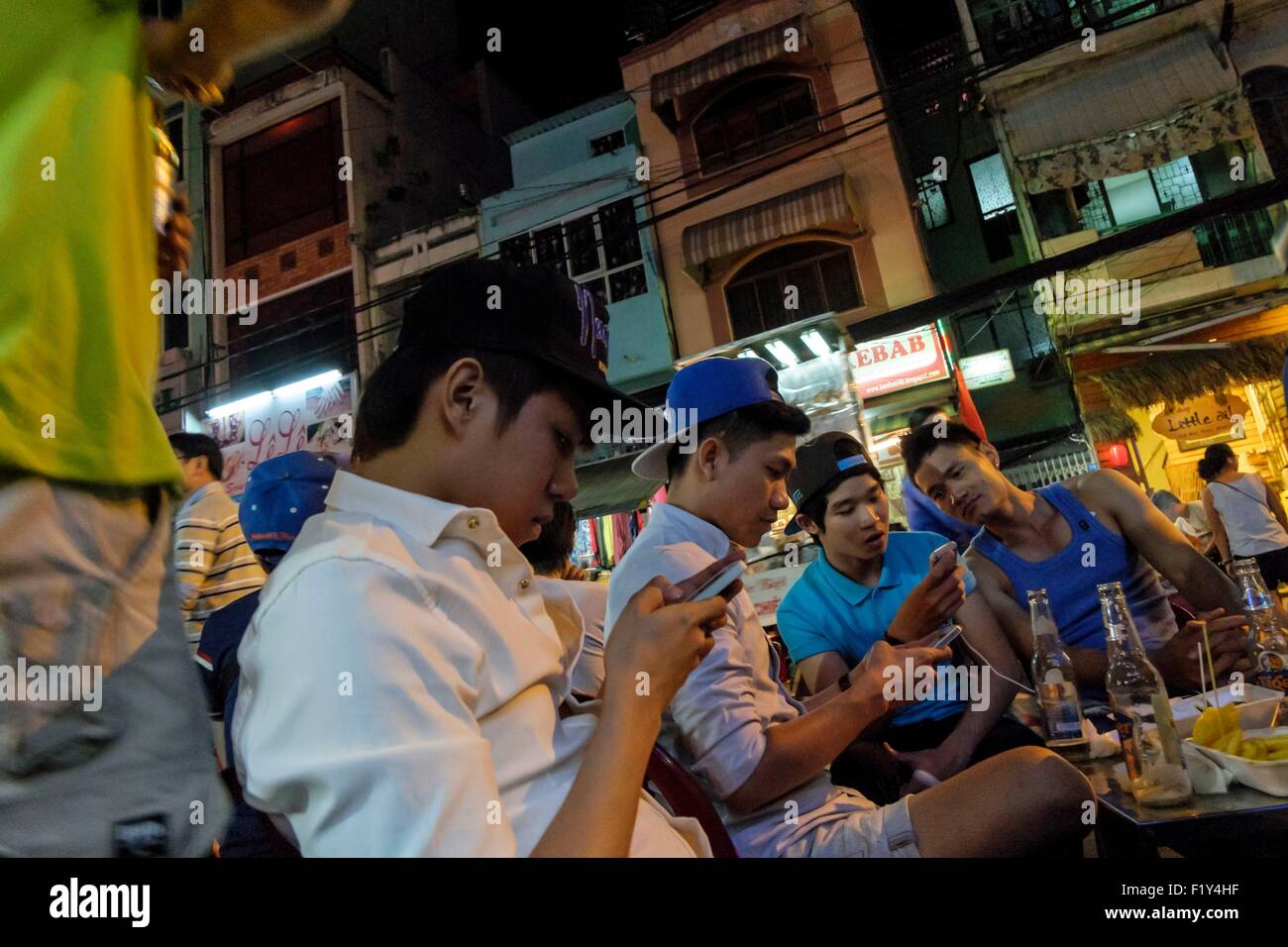 Vietnam, Ho Chi Minh City, district 3, Pham Ngu Lao street, bar street in Saigon Stock Photo