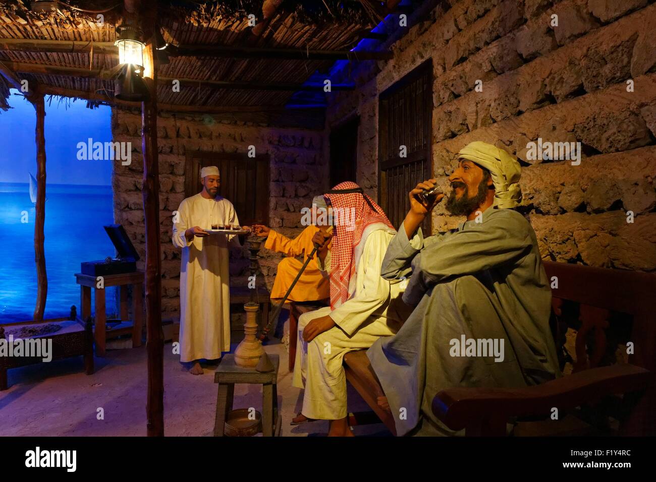 United Arab Emirates, Dubai, Bur Dubai, Dubai Museum, Al-Fahidi fort, traditional village scenography Stock Photo