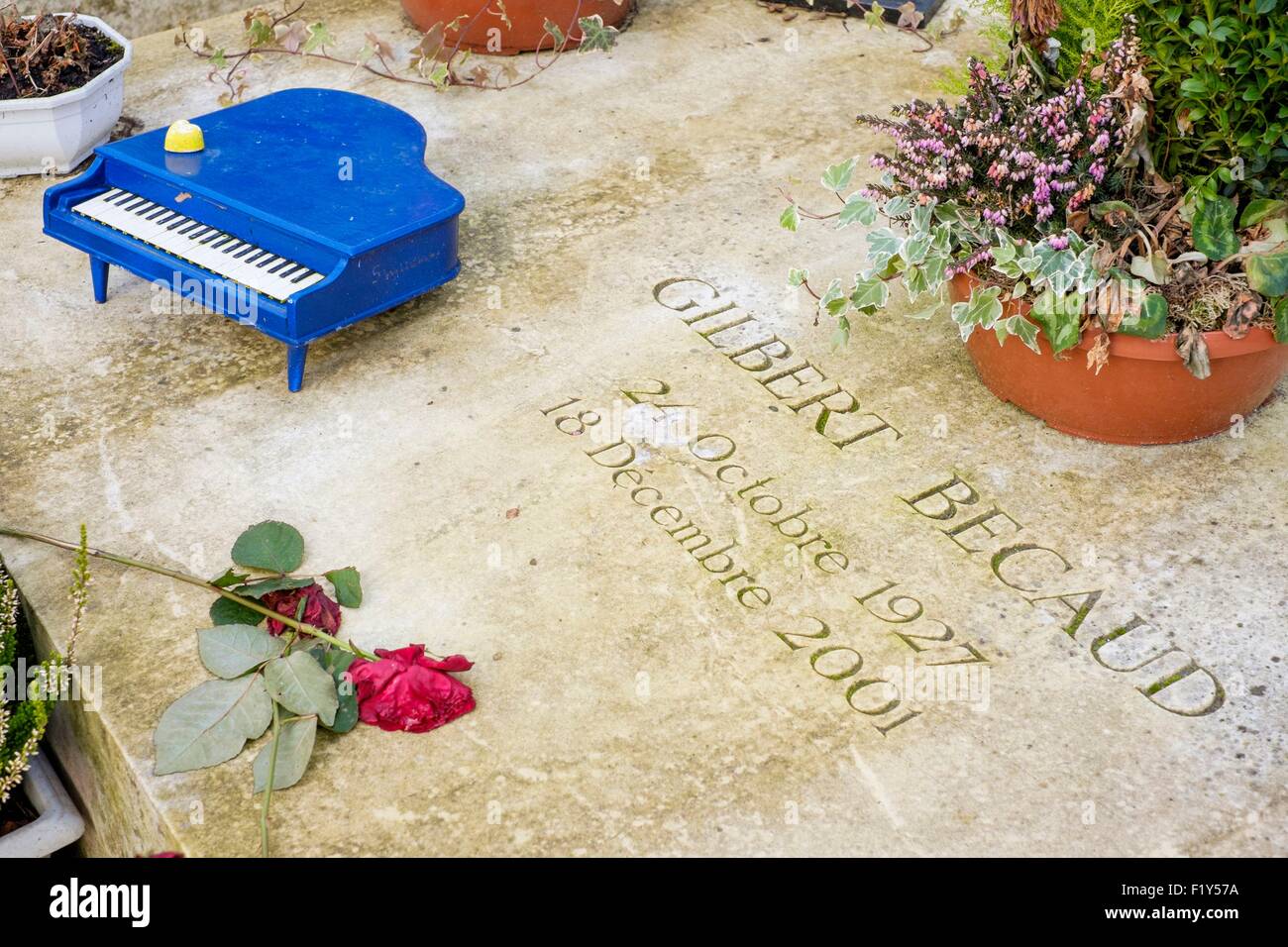 France, Paris, PereLachaise cemetery, Gilbert Becaud's tomb, born