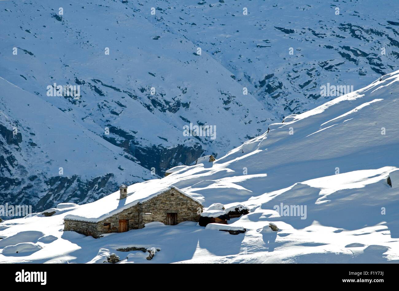 Italy, the Alps, Gran Paradiso National Park, chalet Stock Photo