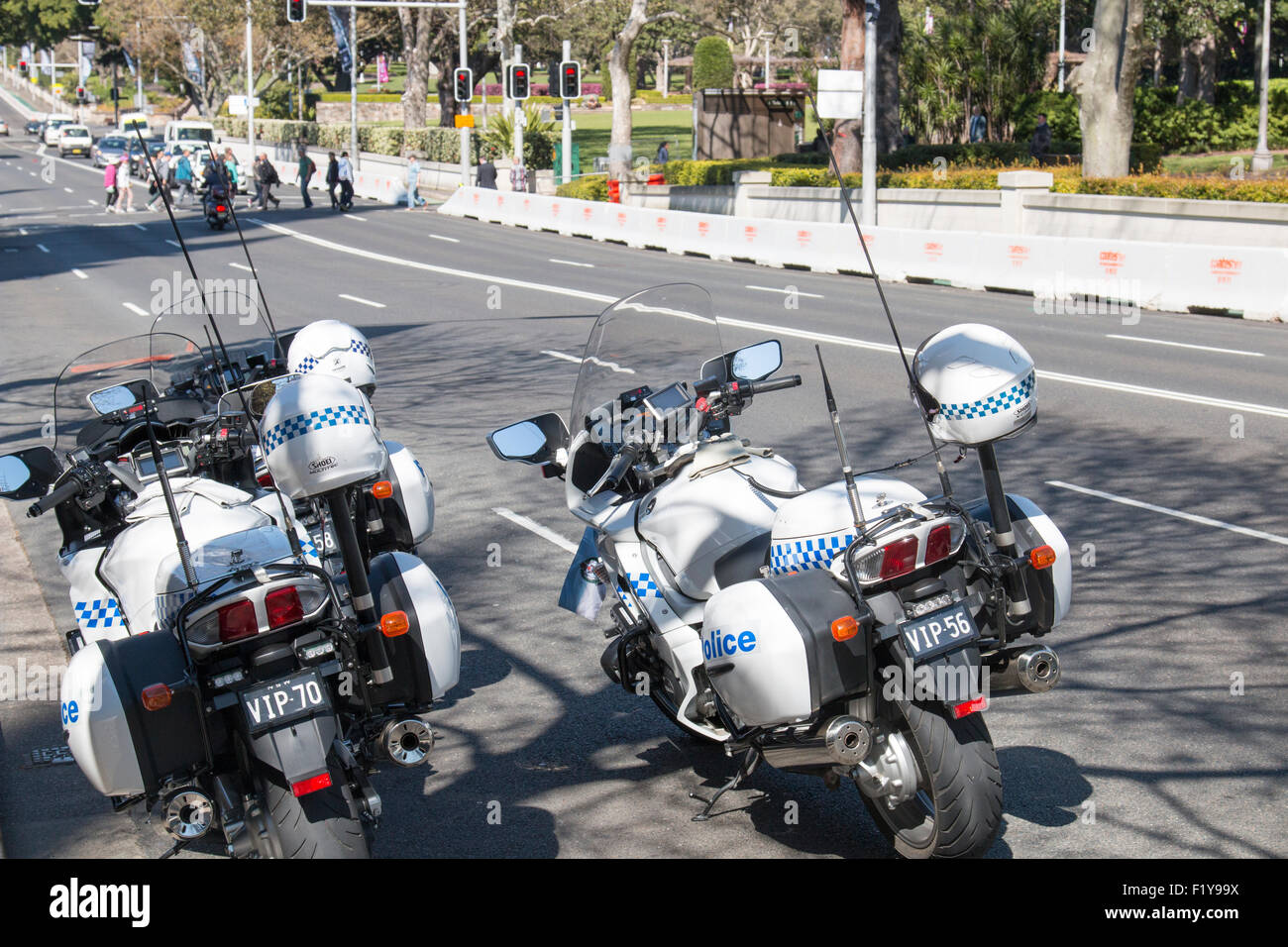 Sydney new south wales pair of police motorcycles motorbikes in college