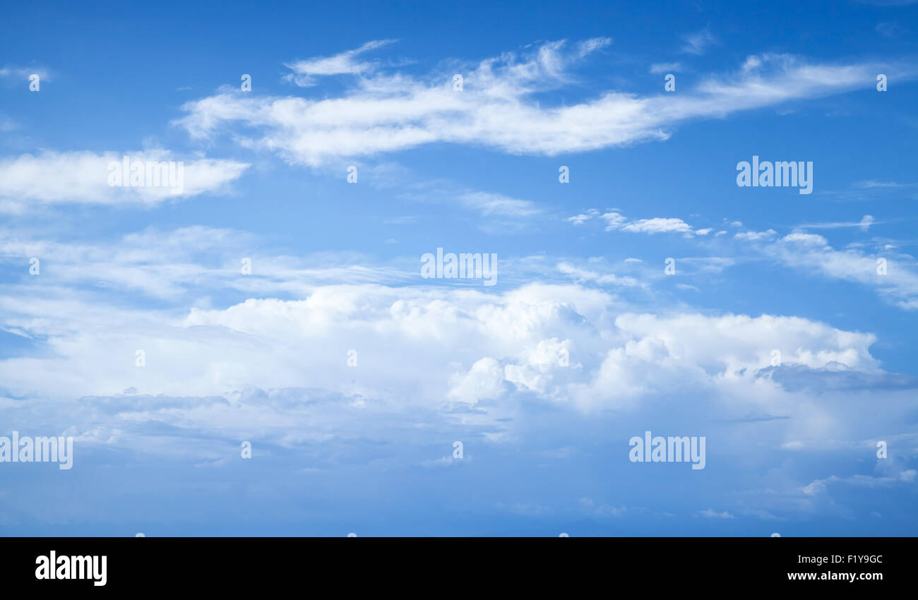 Blue sky with white clouds, abstract natural photo background Stock Photo