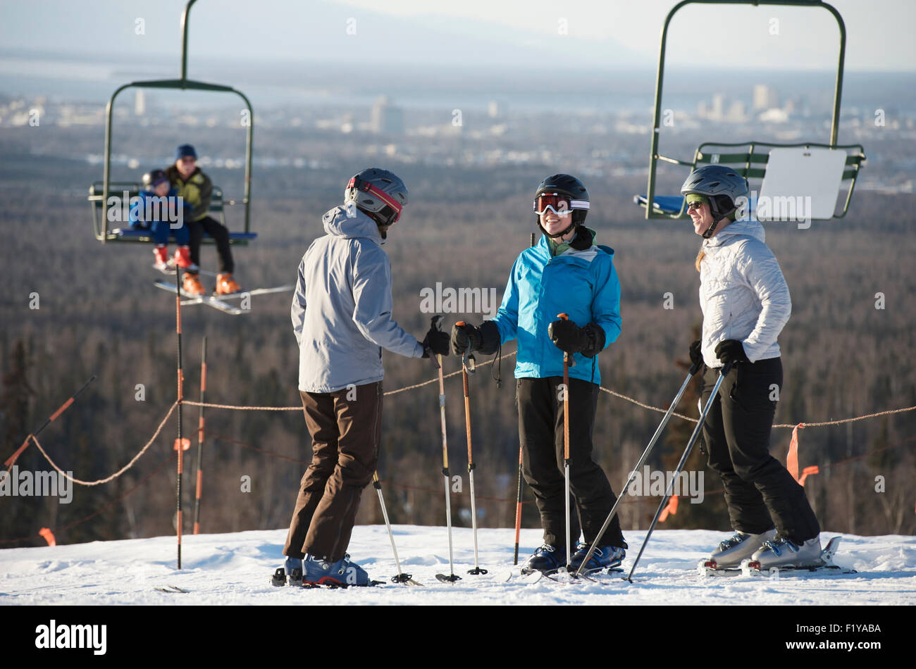 Skiing,Alaska,Anchorage,Ski Lift,Cook Inlet Stock Photo Alamy