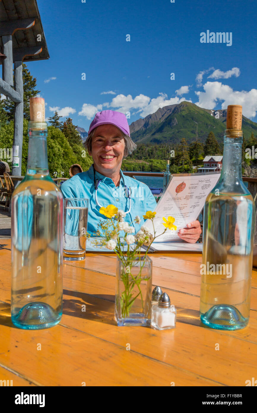Portrait,Restaurant,Senior Woman,Halibut Cove Stock Photo Alamy