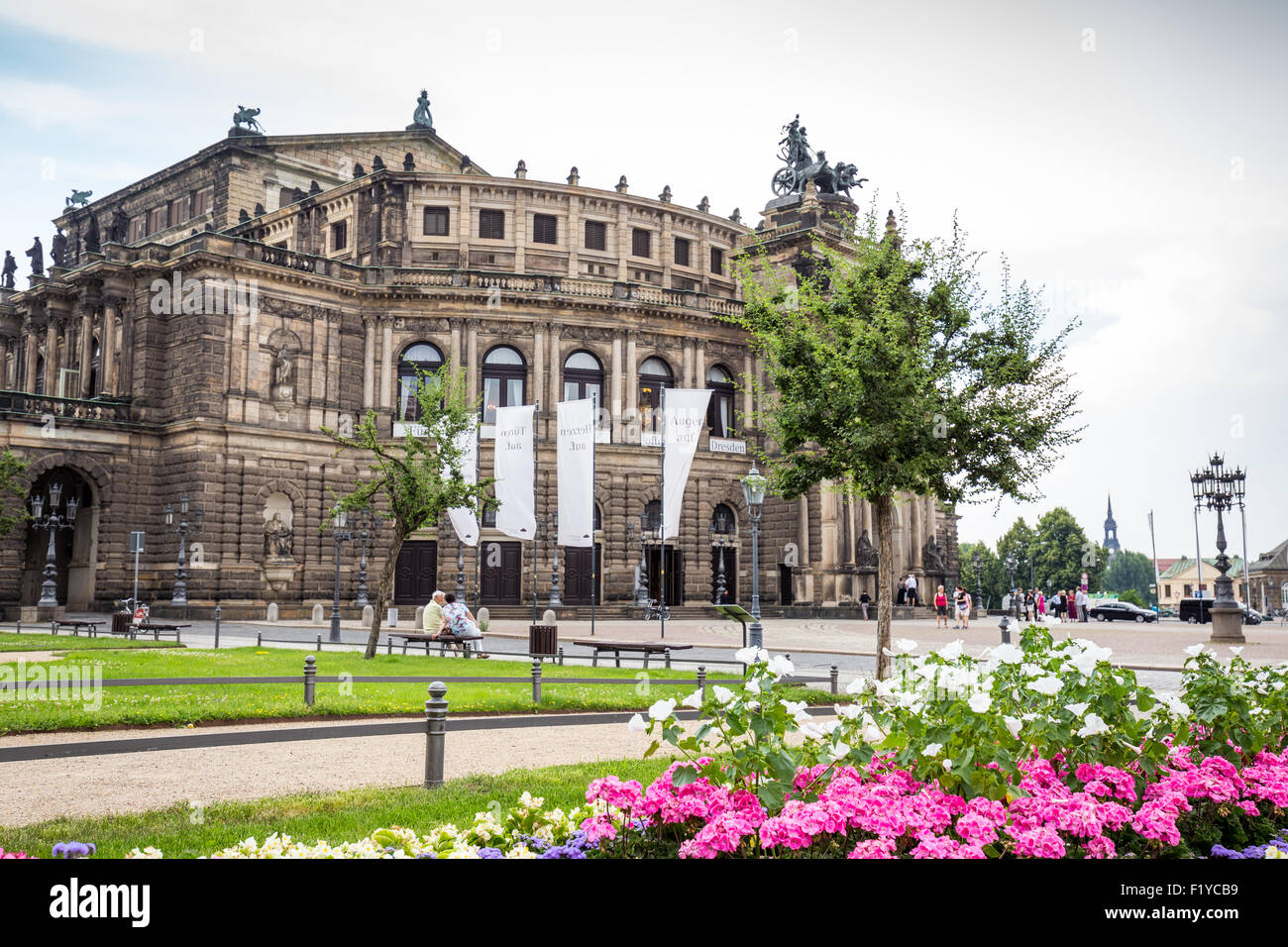 Semperoper opera house at Theaterplatz square Altstadt the old town Dresden, Saxony, Germany, Europe Stock Photo