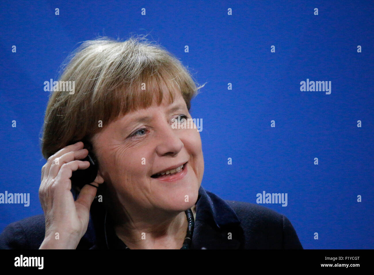 BKin Angela Merkel - Treffen der dt. Bundeskanzlerin mit dem ukrainischen Ministerpraesidenten, Bundeskanzleramt, 8. Januar 2015 Stock Photo