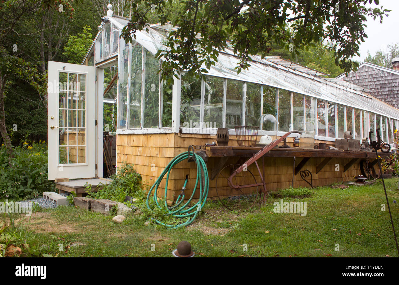 Vintage greenhouse in rural Maine Stock Photo Alamy