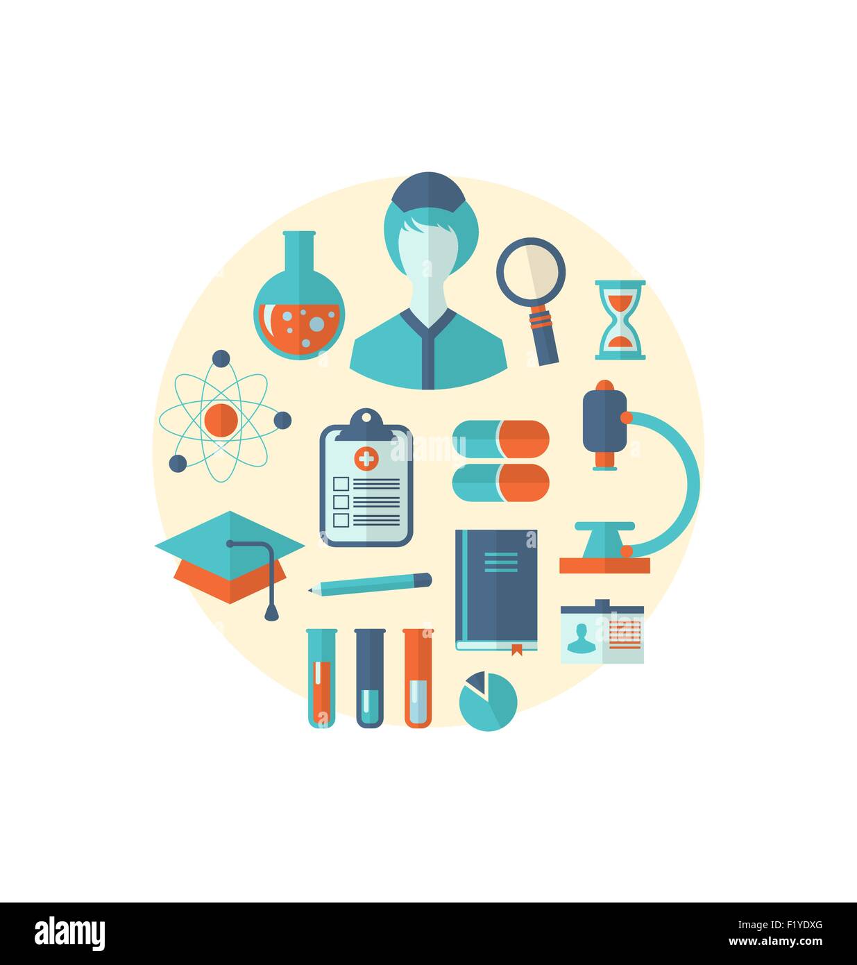 Flat icon of objects chemical and medical research Stock Vector Image ...