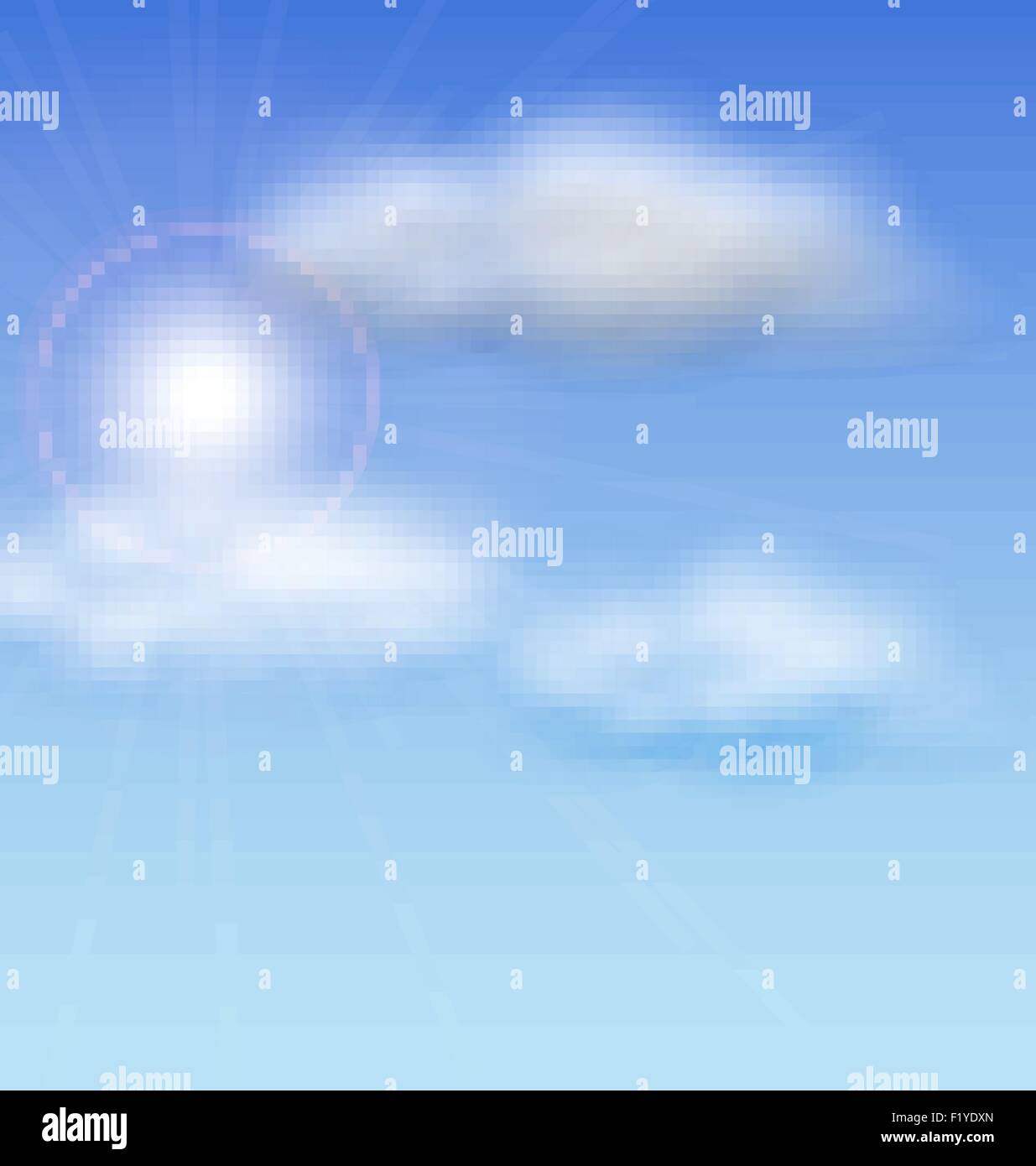 Blue Sky with Sunlight and Fluffy Clouds Stock Vector Image & Art - Alamy