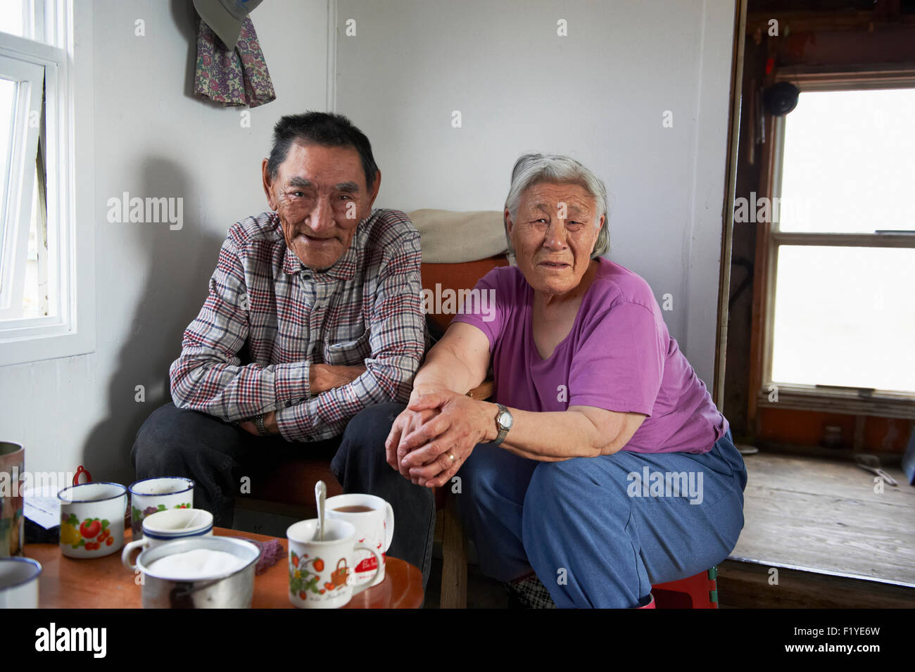 Canada,Portrait,Inuit,Nunavut,Senior Couple Stock Photo