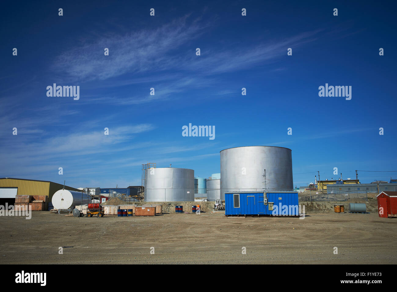 Canada,Nunavut,Fuel Tanks,Cambridge Bay Stock Photo Alamy