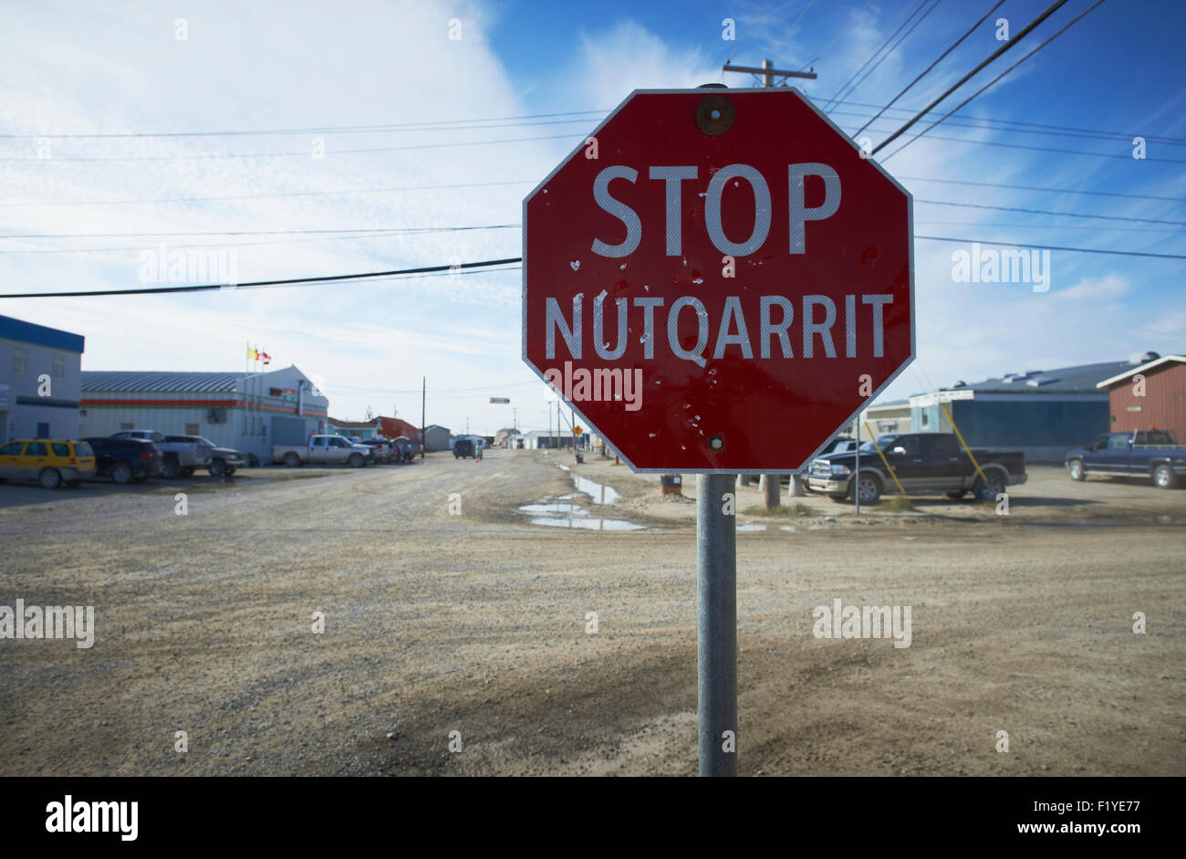 Canada,Stop Sign,Nunavut,nutqarrit Stock Photo