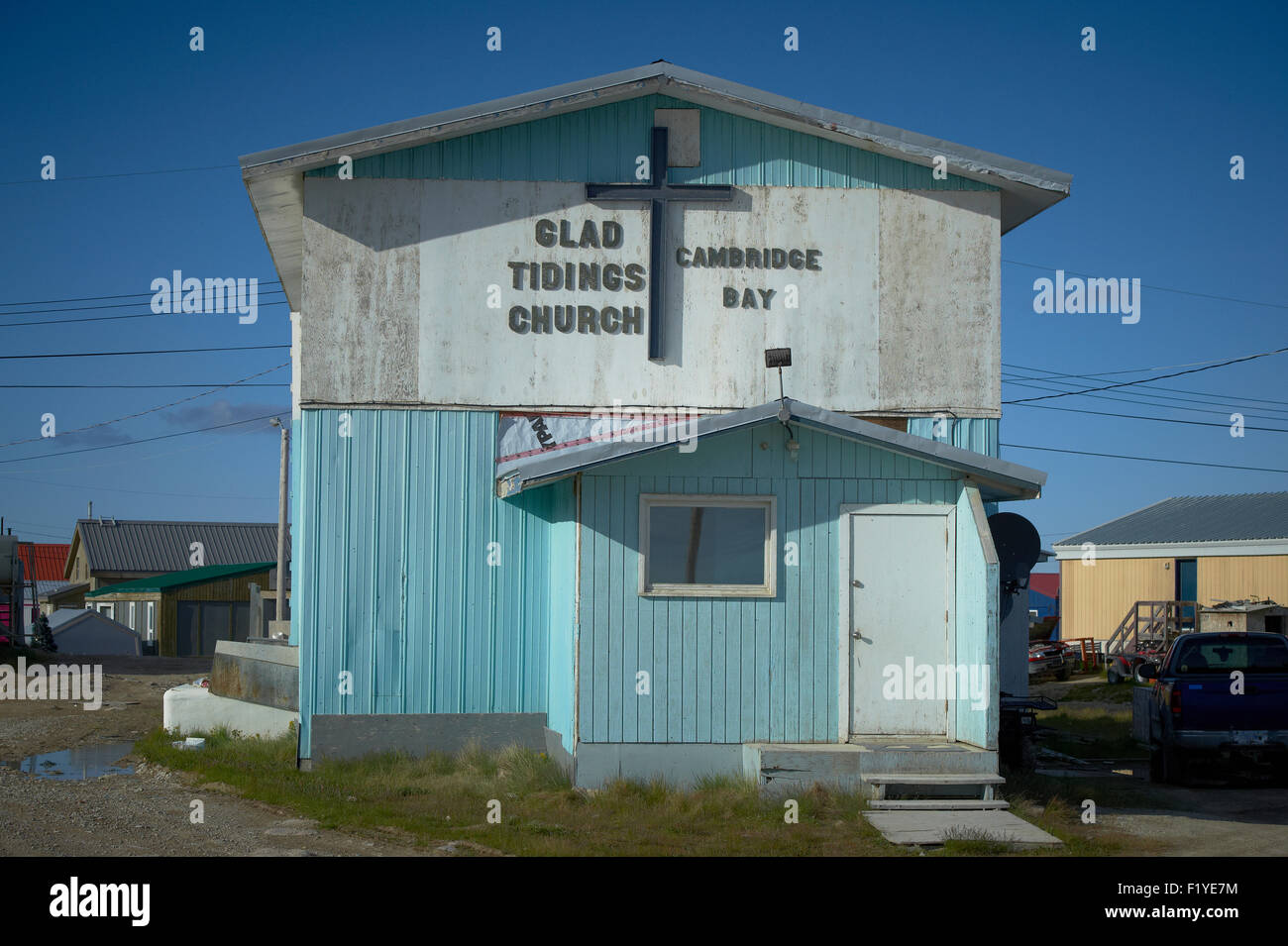 Remote,Town,Canada,Church,Nunavut Stock Photo