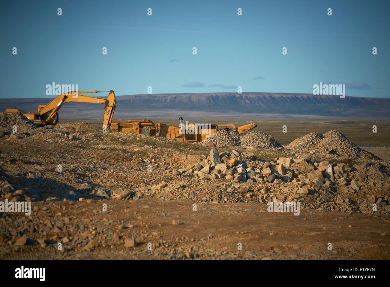 Canada,Construction,Digger,Nunavut,Mount Pelly Stock Photo