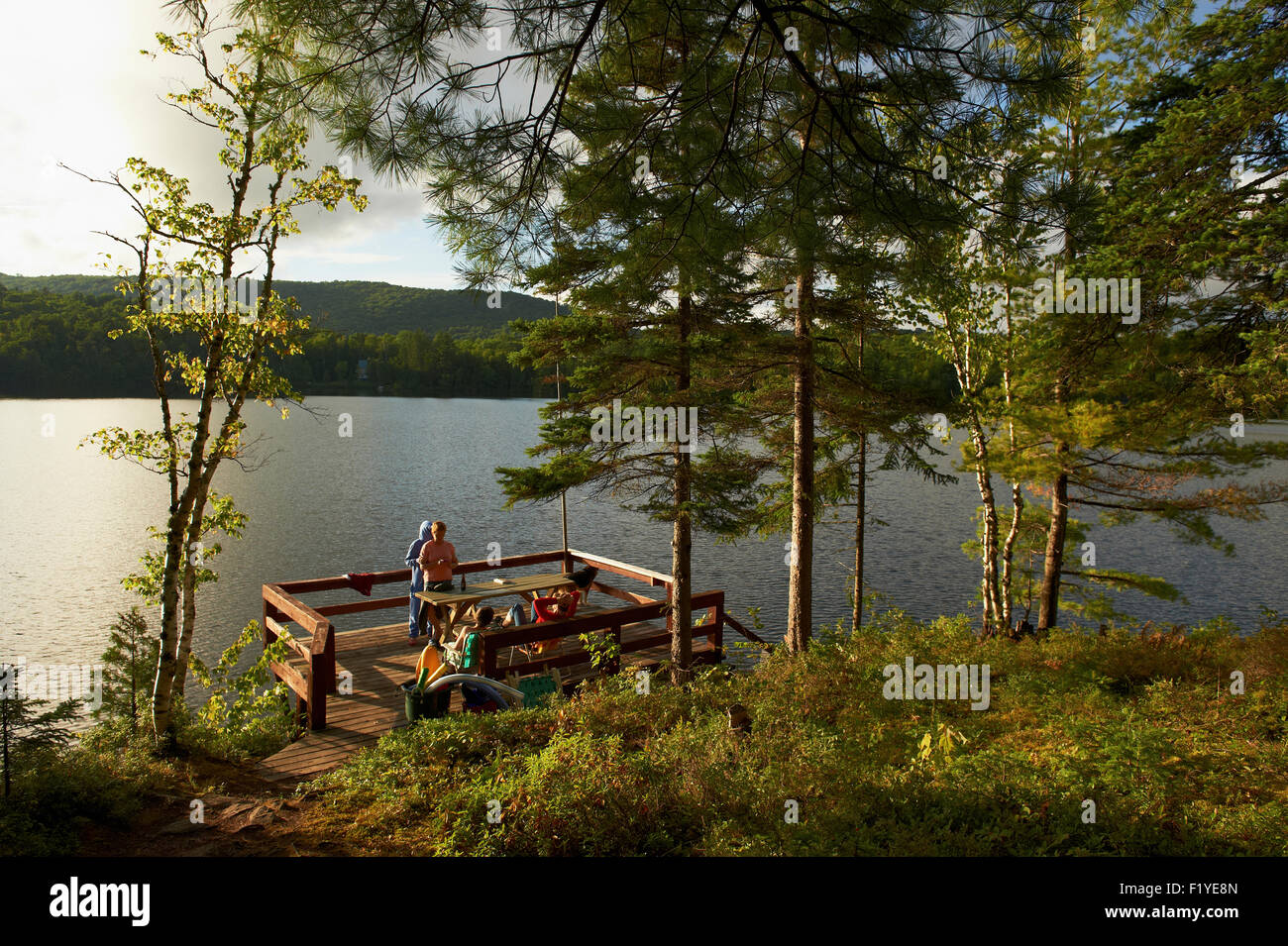 Canada,Deck,Family,Lake,Summer Stock Photo