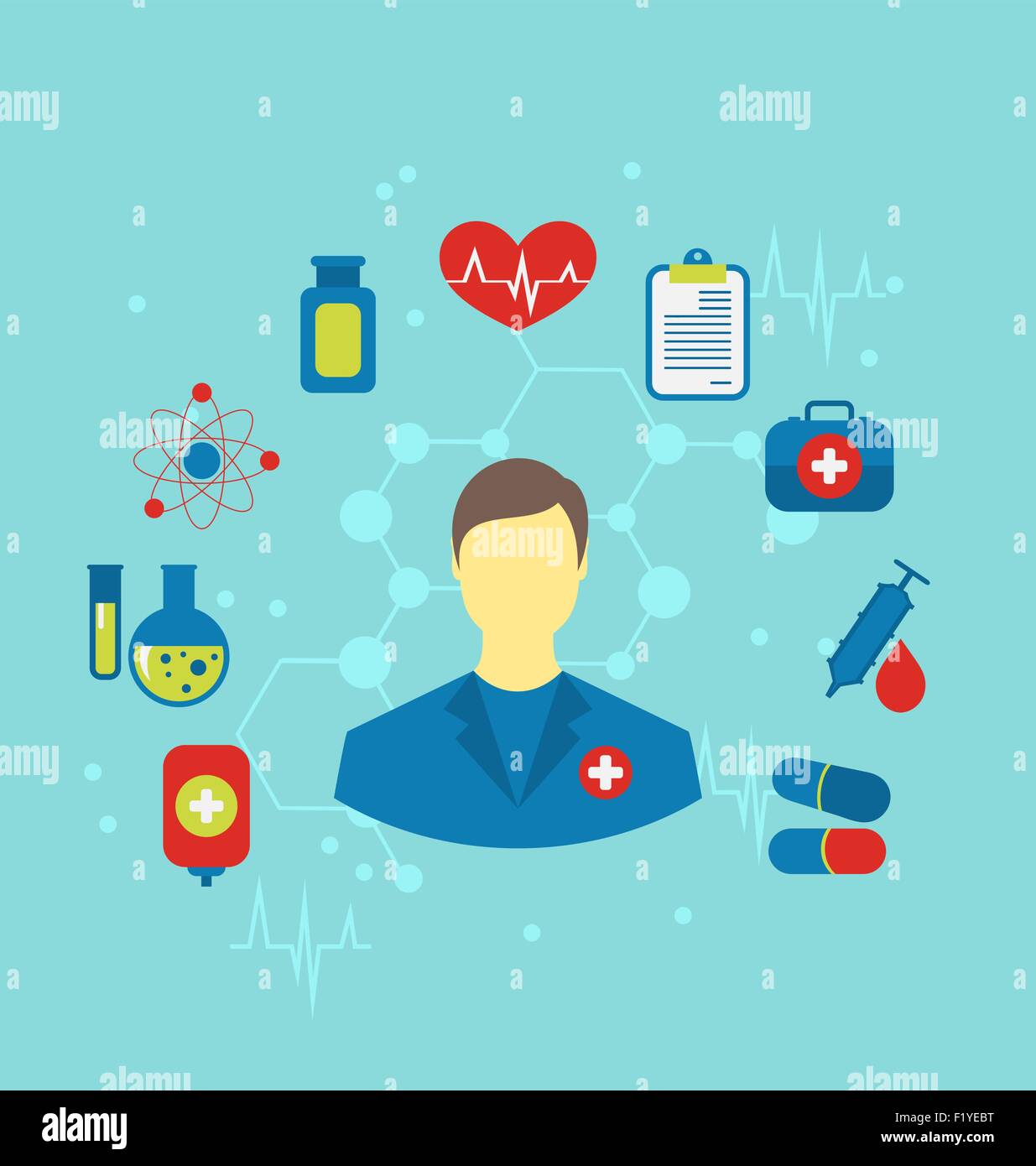 Doctor with flat medical icons for web design Stock Vector Image & Art ...