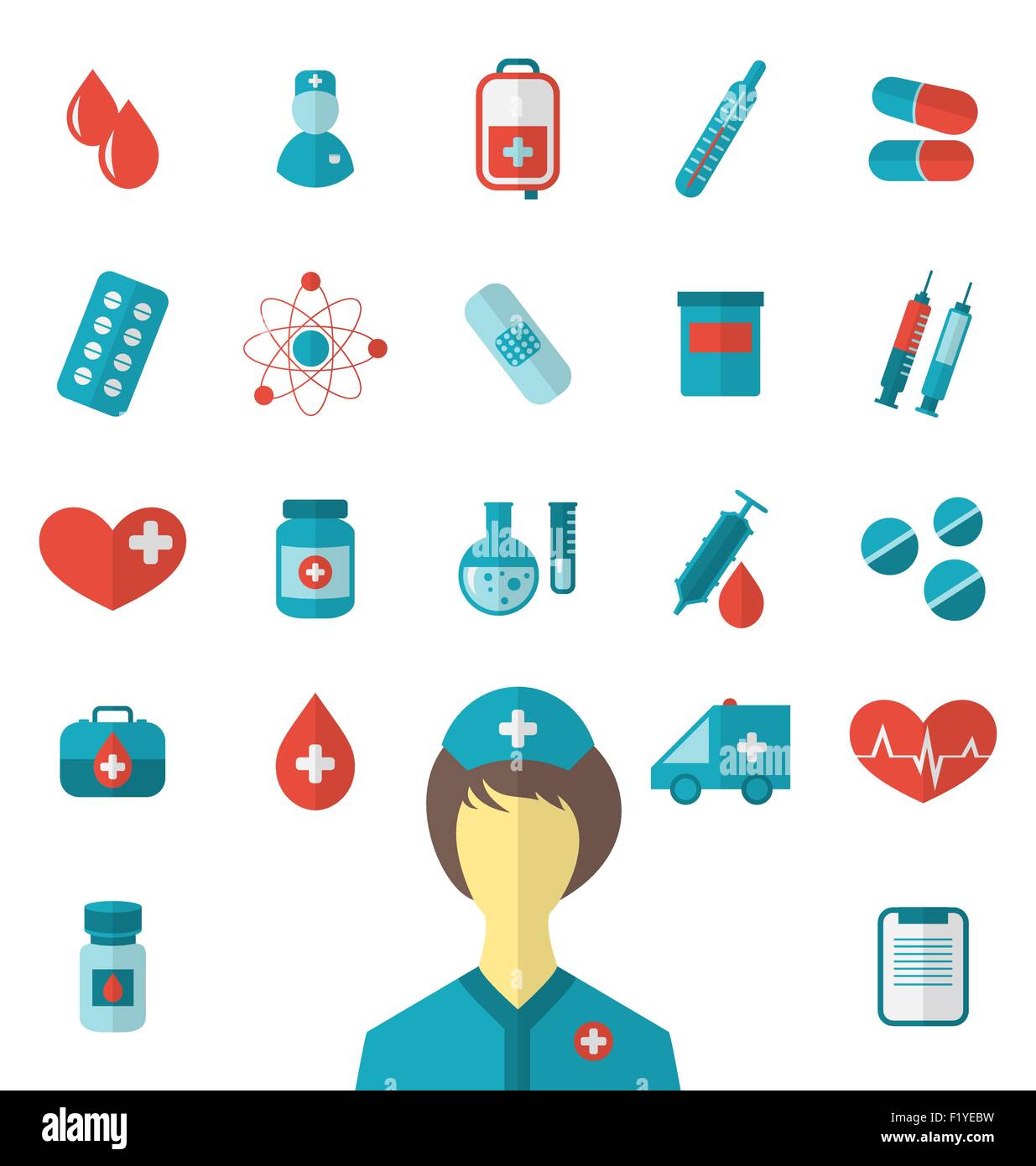 Set trendy flat medical icons isolated on white background Stock Vector ...