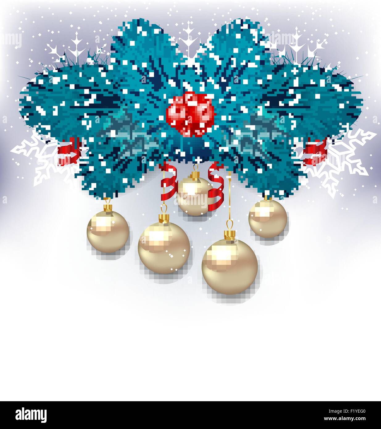 New Year background with fir branches and glass balls Stock Vector ...