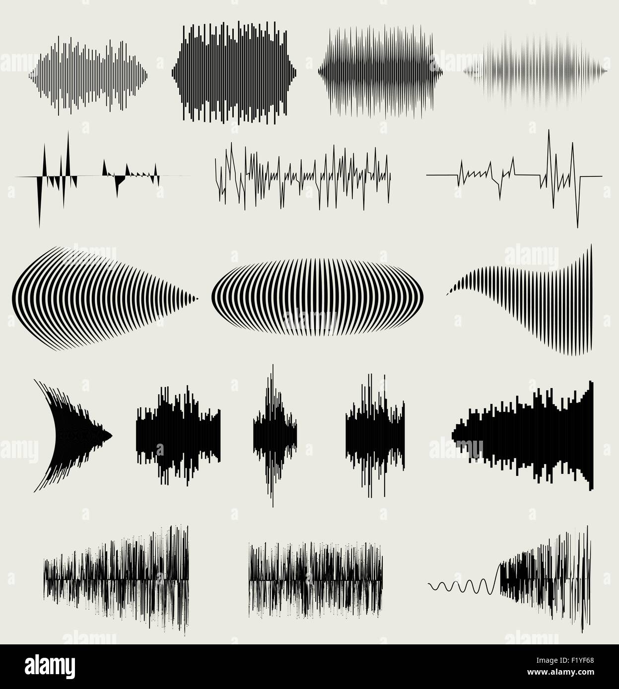 Vector sound waves set. Audio equalizer technology, pulse musical ...