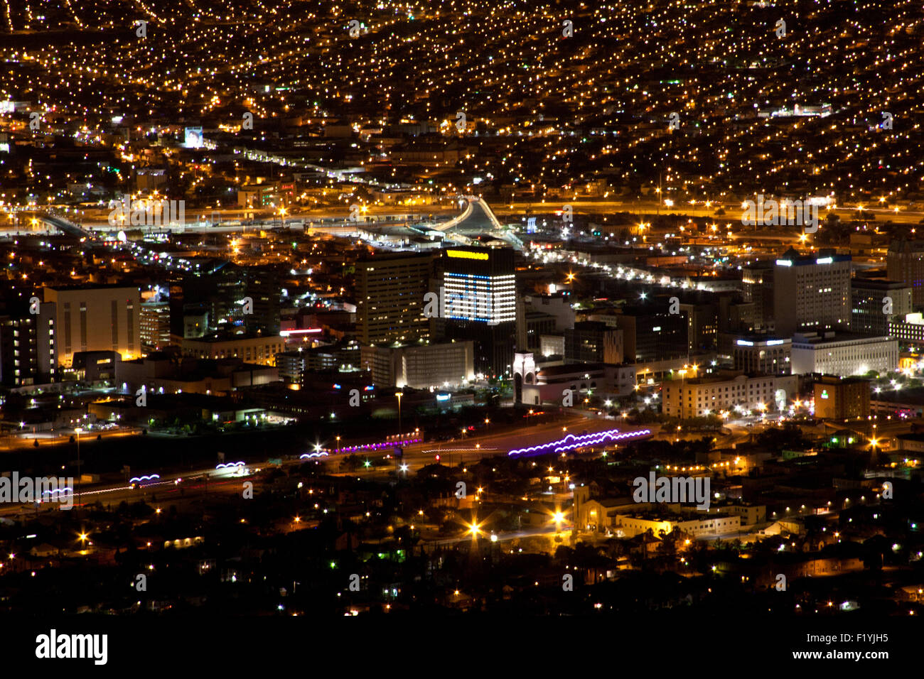 El Paso-Juarez City Lights-2 Stock Photo