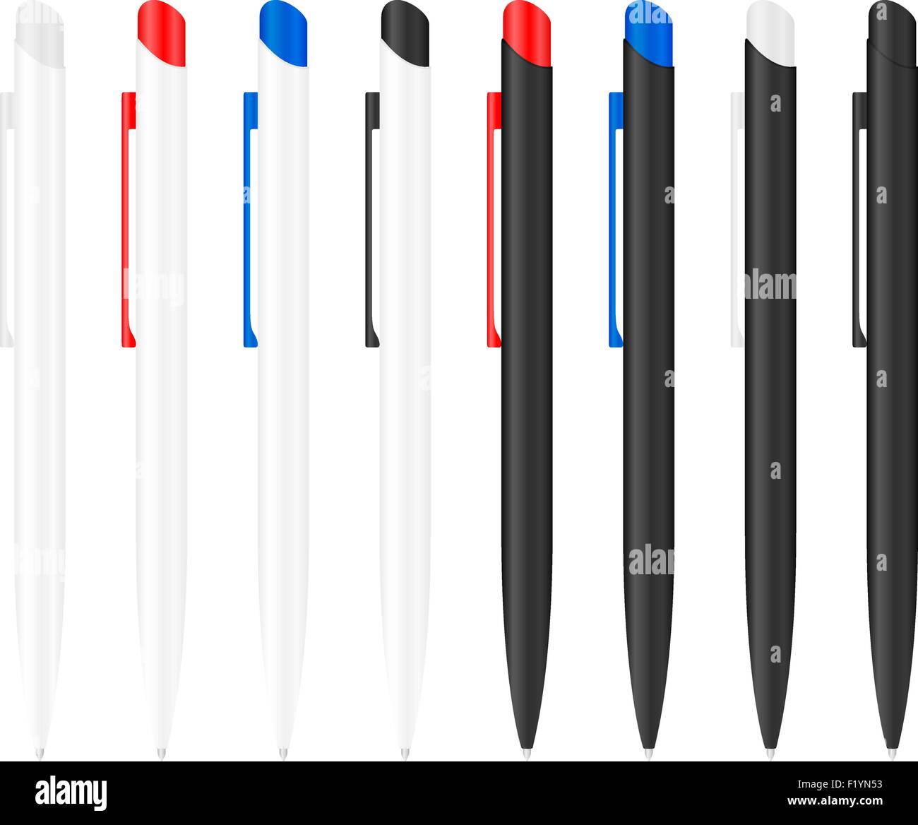 Eight ballpoints on a white background. Vector illustration Stock ...