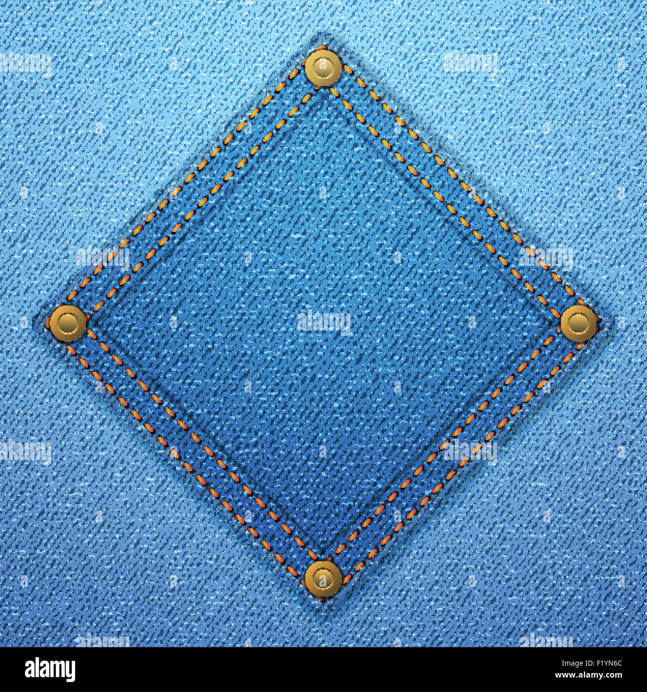 Blue denim background with label. Vector illustration Stock Vector