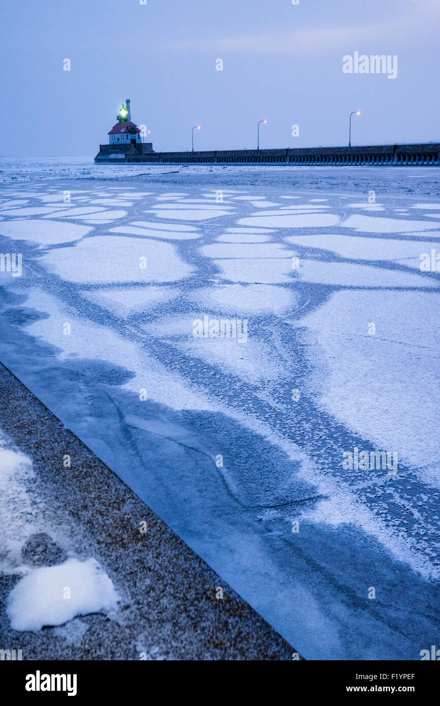 Canal Pier On Lake Superior In Winter Duluth Minnesota Usa