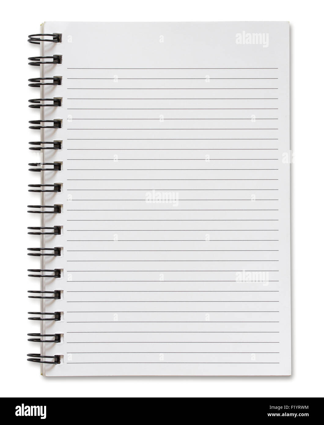 blank spiral notebook isolated on white background Stock Photo