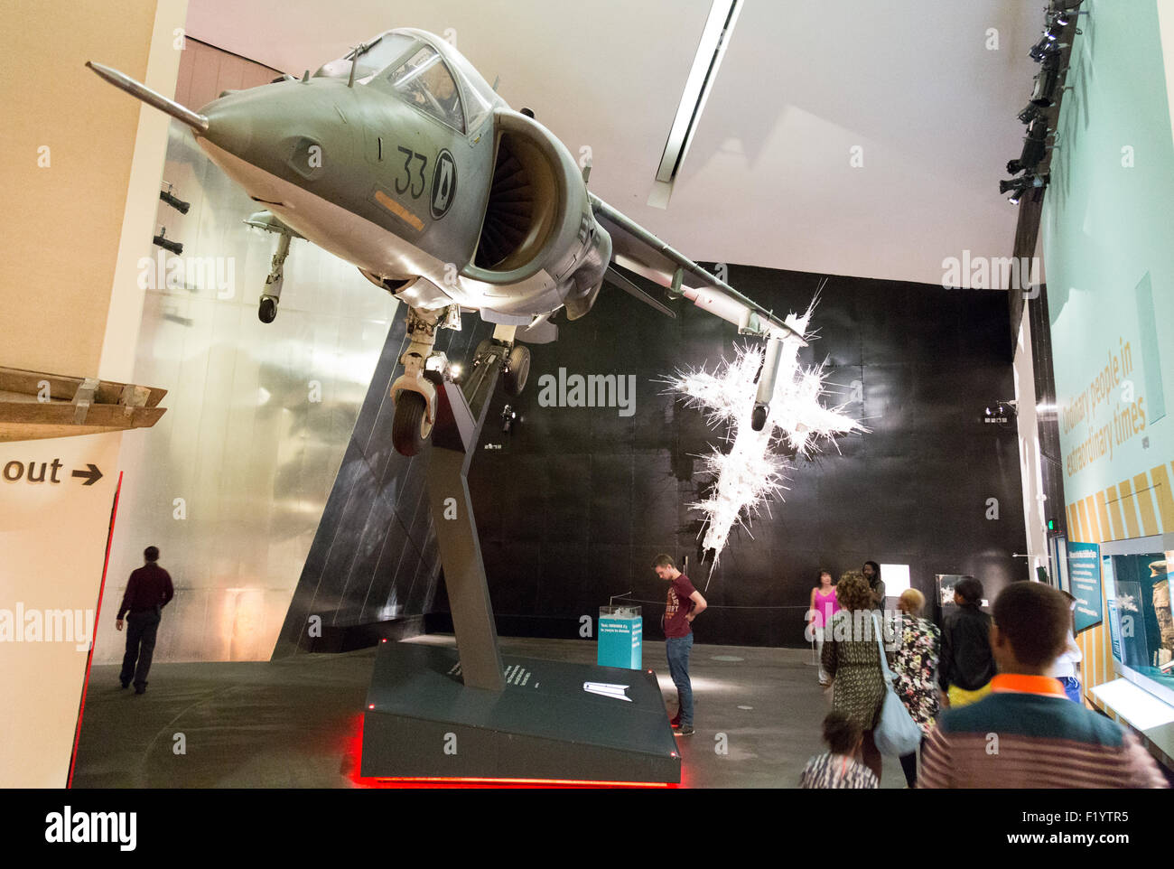 People inside The Imperial War Museum North, Salford Quays, Manchester