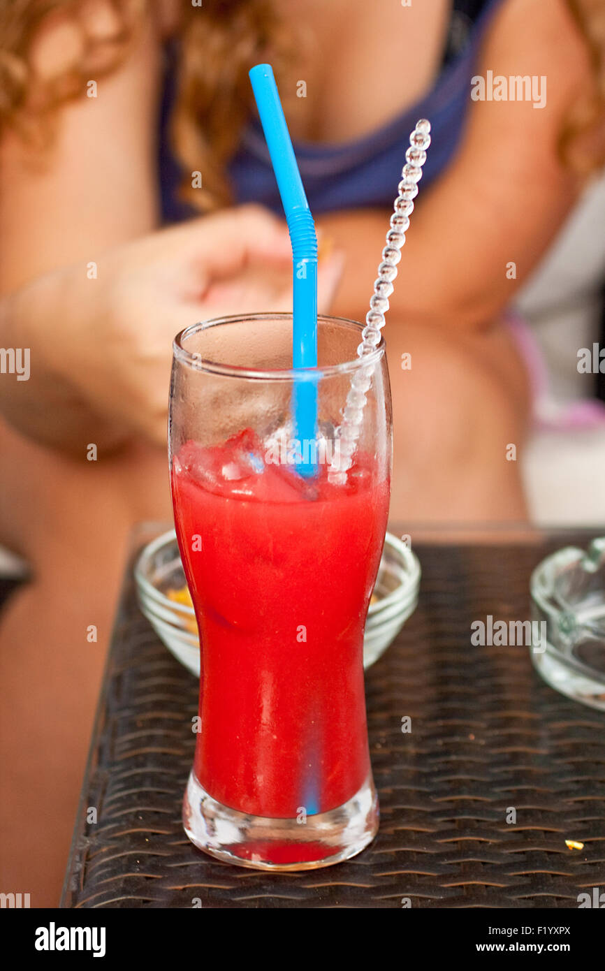 Cocktail, soft drink with drinking straw Stock Photo Alamy