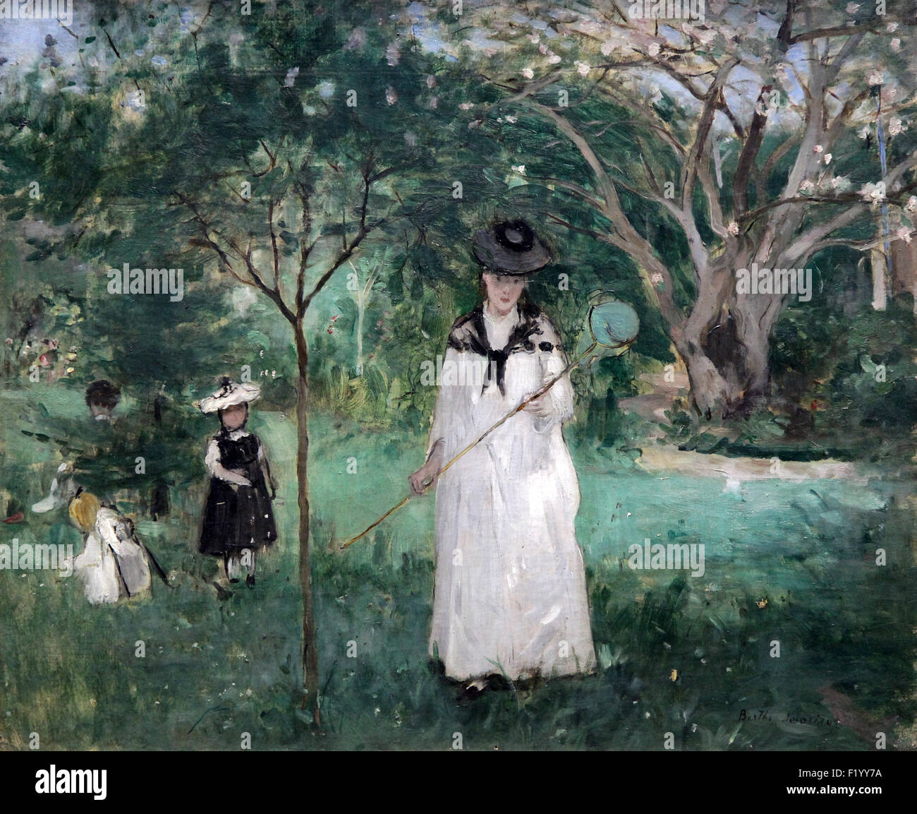 Chasing Butterflies,Chasse aux papillons (1874) by Berthe Morisot  (1841-1895) Stock Photo