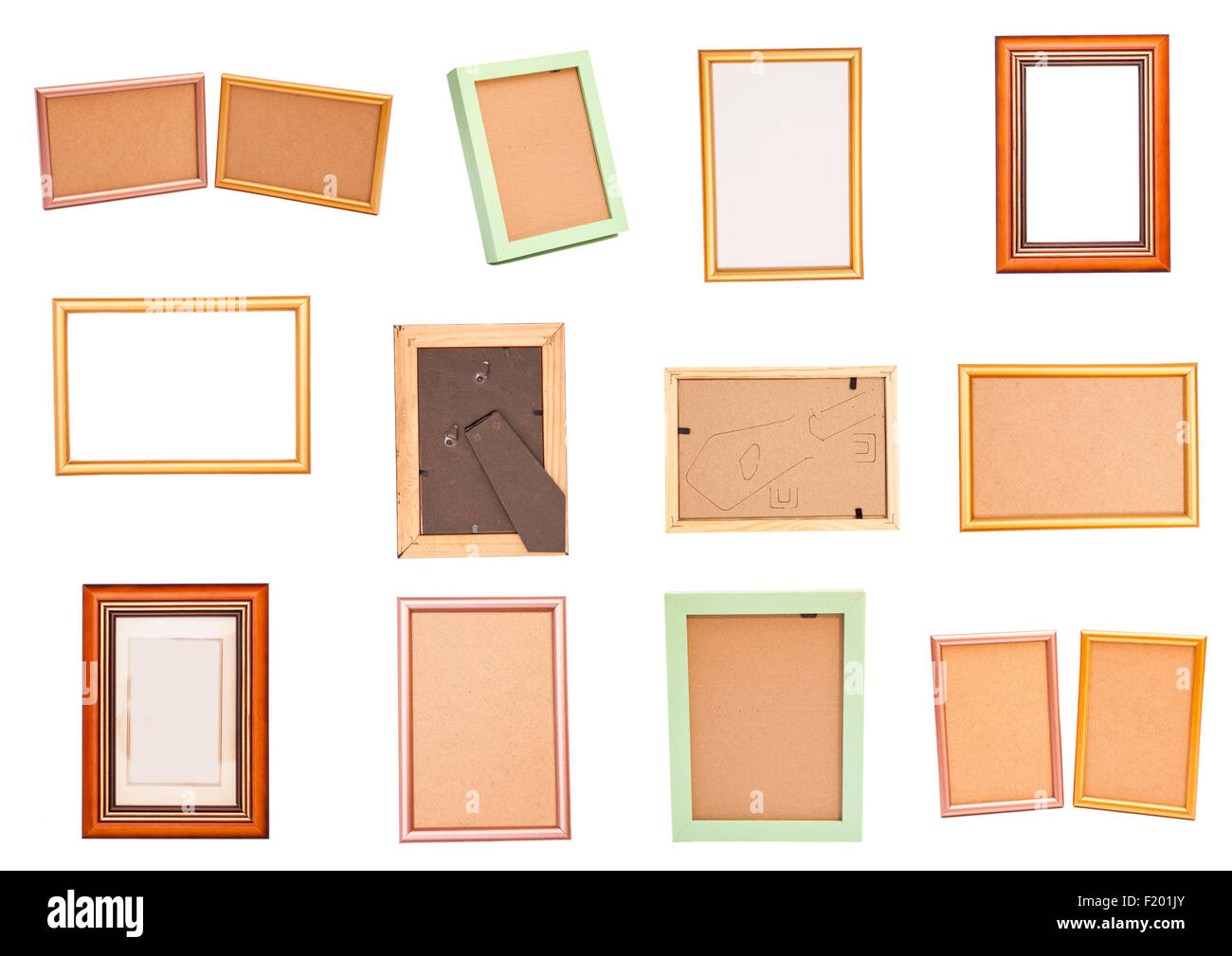 Set wooden frame isolated on white background Stock Photo - Alamy