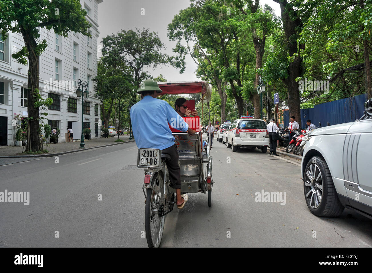 HANOI, VIETNAM, JUL 28, 2015, Rickshaw ride in Hanoi, a three wheel