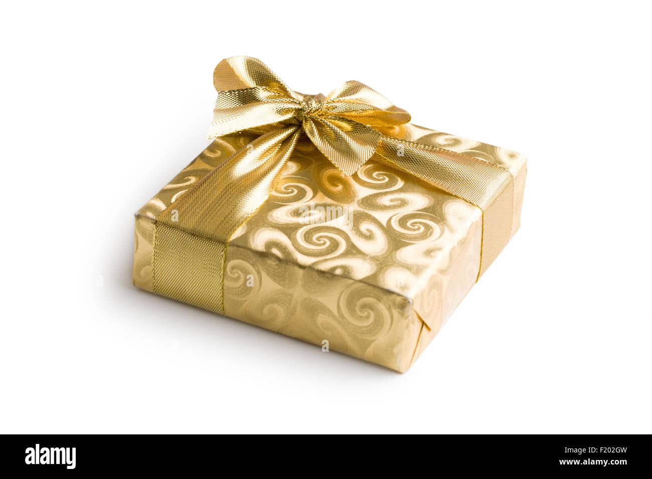 gold gift box on white background Stock Photo