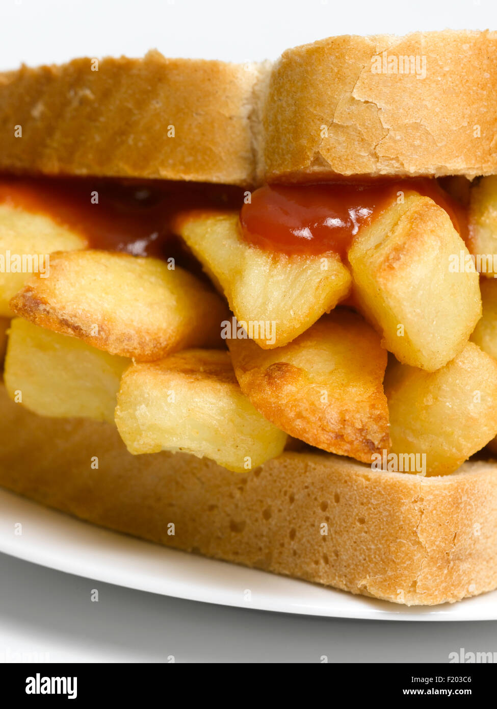 Chip Sandwich on a plate isolated Stock Photo