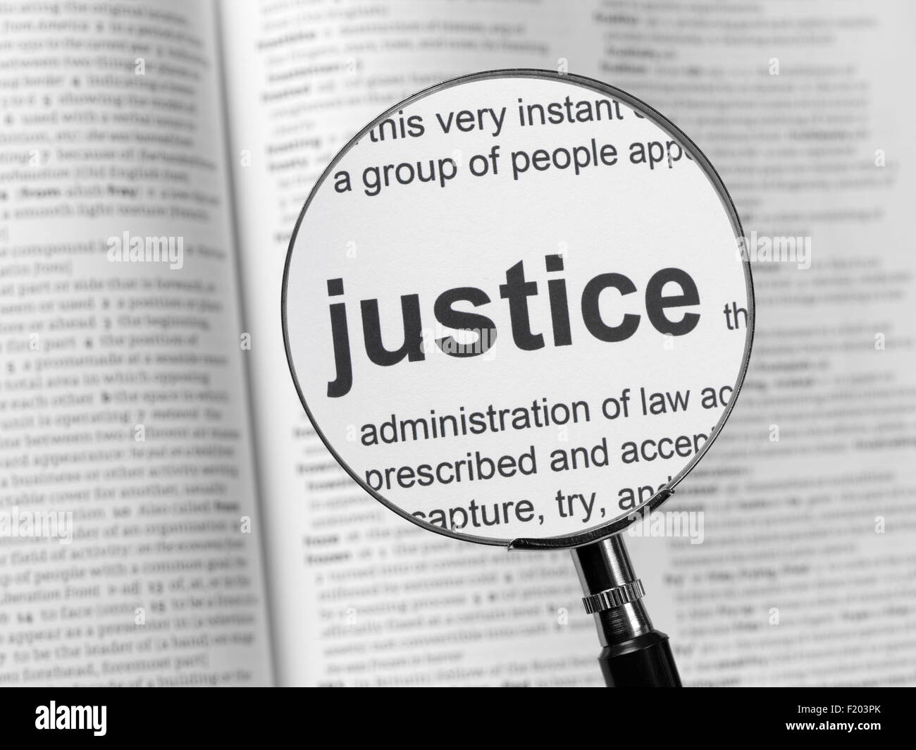 Dictionary highlighting Justice Stock Photo