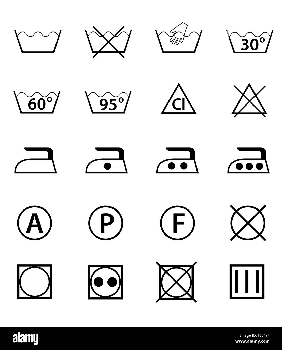 set icons guide for washing vector illustration isolated on white